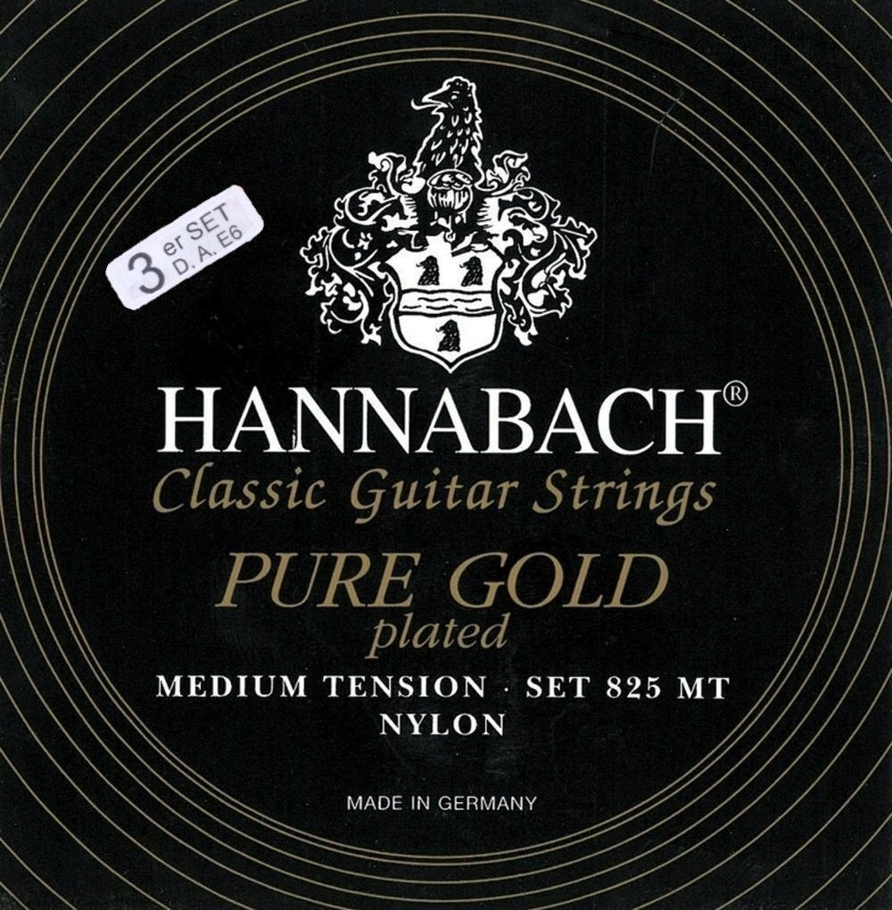 Hanns Serie 825 Medium Tension - Klassisen kitaran kielet (3 Bassokieltä, Kultaus)
