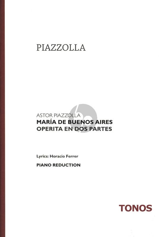 PIAZZOLLA MARIA DE BUENOS AIRES PIANO REDUCTION