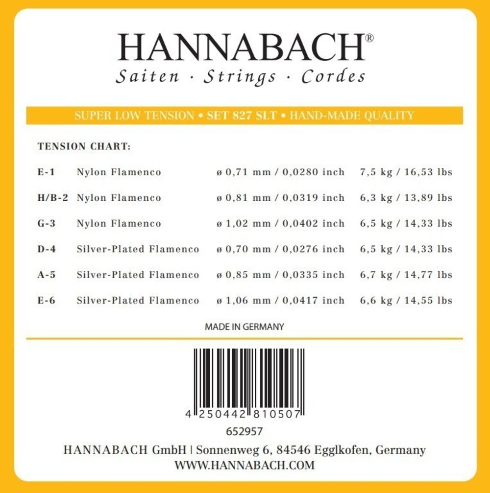 Hannabach Serie 827 Super Low Tension Flamenco - Diskanttikielet (3 kpl)