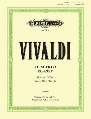 VIVALDI CONCERT G MAJOR OP3/3 RV310 VIOLIN+PIANO PETERS