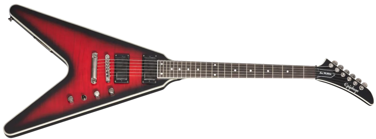 Epiphone Dave Mustaine Prophecy Flying V Figured Aged Dark Red Burst