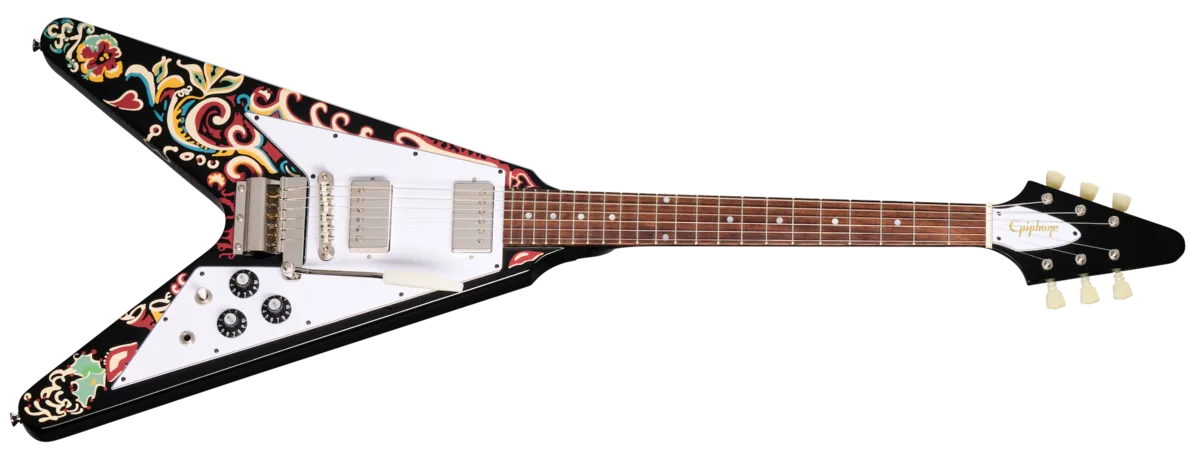 Epiphone Jimi Hendrix "Love Drops" Flying V Ebony w/ Artwork