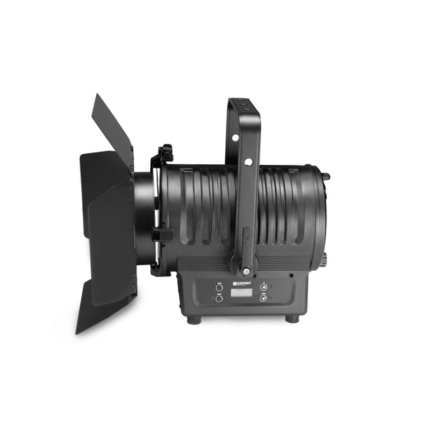 Theatre Spotlight with Fresnel Lens and 180 Watt Warm White LED in Black Housing
