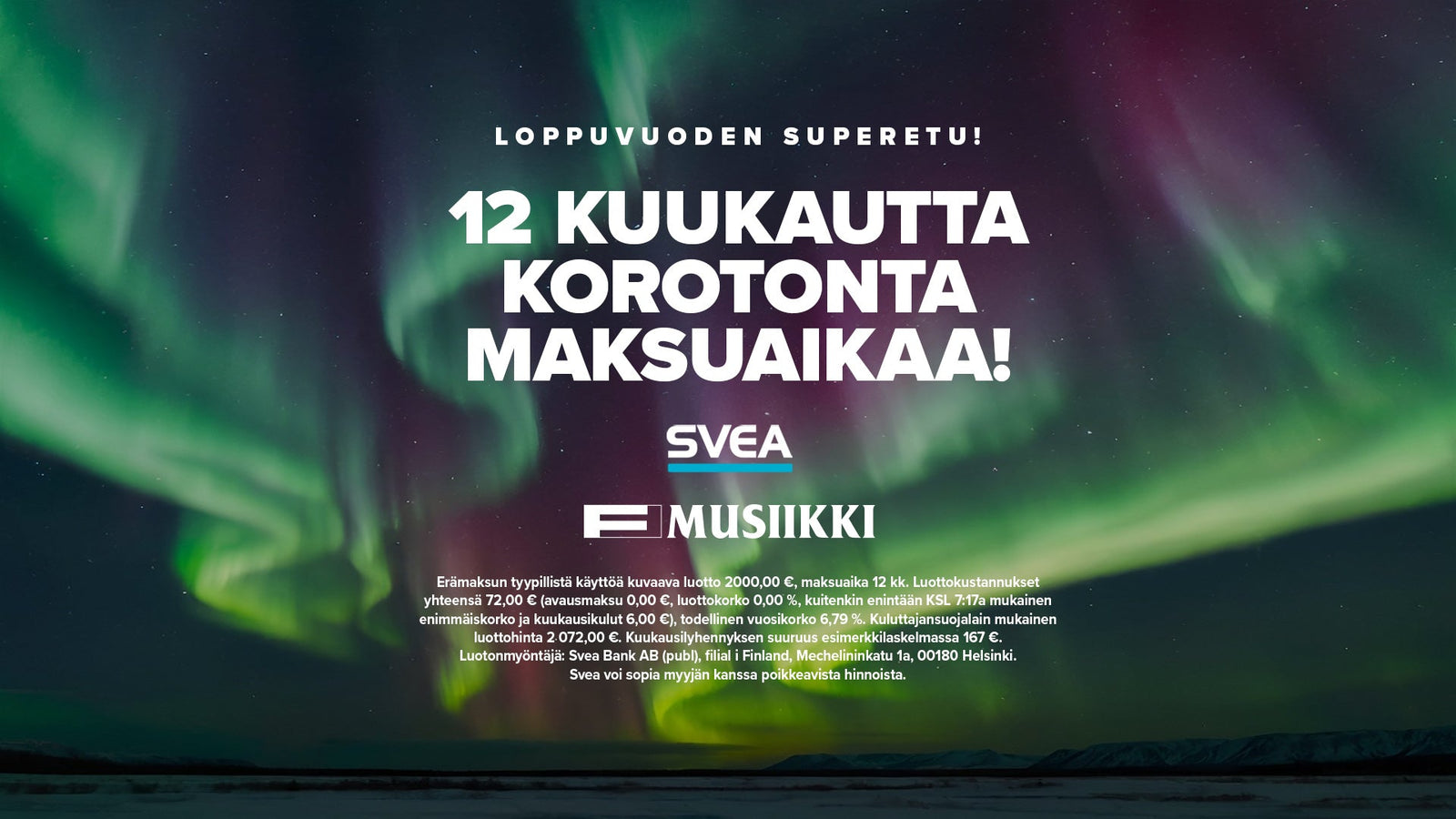 Verkkokaupassa 12 kuukautta korotonta maksuaikaa!