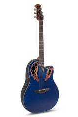 Ovation Celebrity Elite Plus Mid Cutaway Blue Transparent Quilt