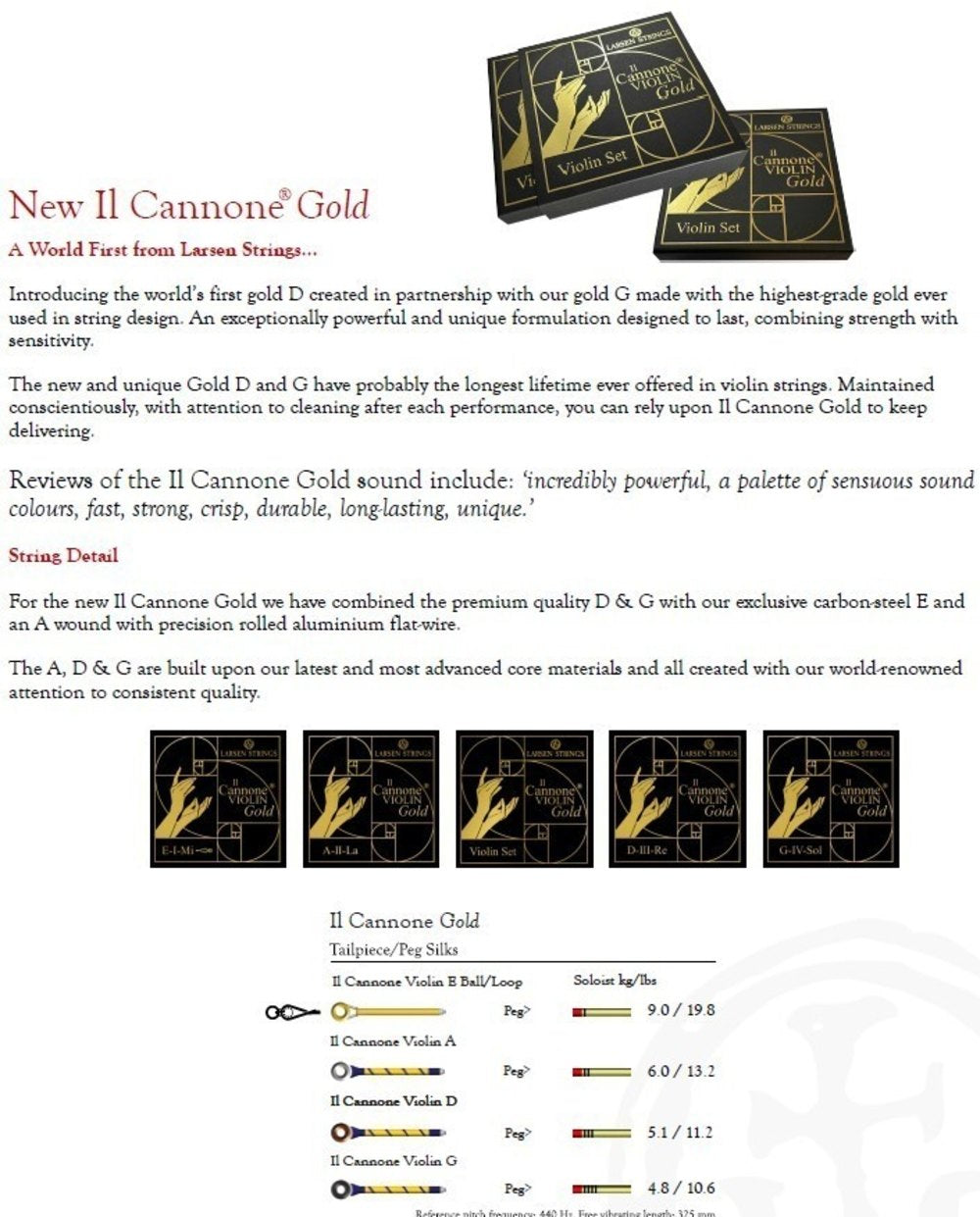Viulun kielet Il CANNONE Gold Sarja Soloist Gold