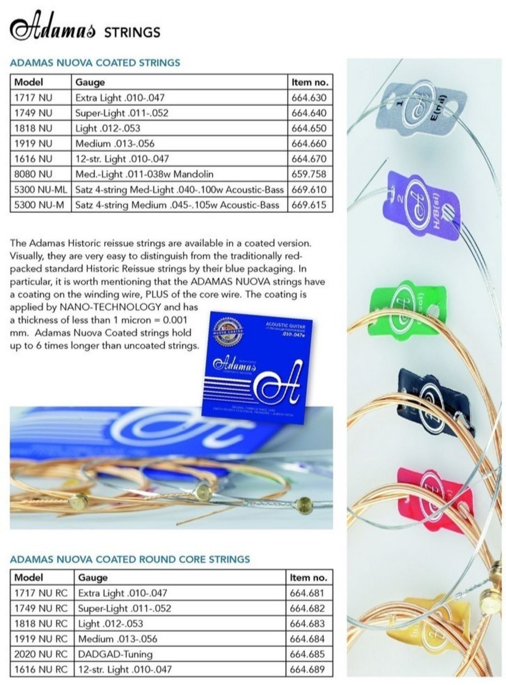 Akustisen kitaran kielet Nuova Phosphor Bronze päällystetty 3 setin paketti 3 settiä Ex-Light .010