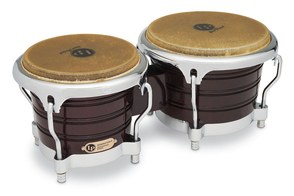 LP Generation II Wood Bongo Dark Wood, Chrome HW