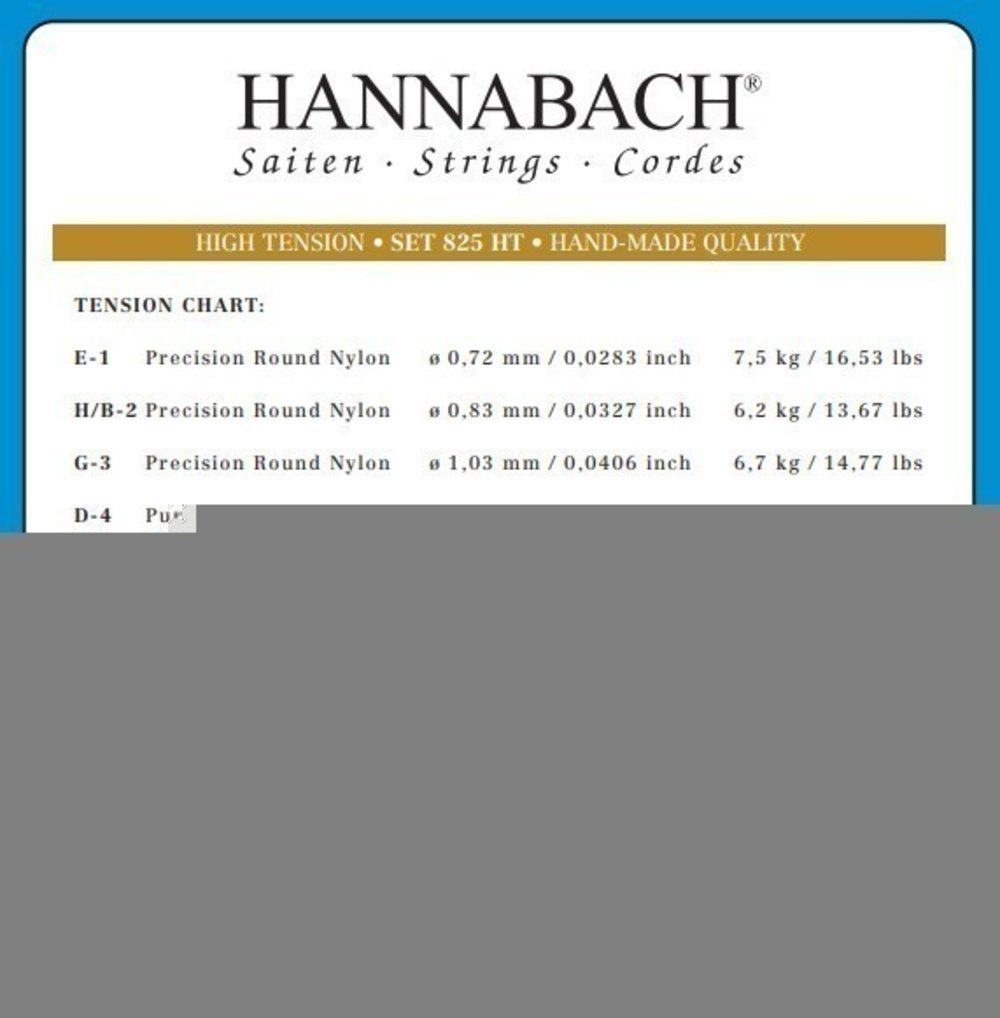 Hannabach Serie 825 High Tension - Klassisen kitaran kielet