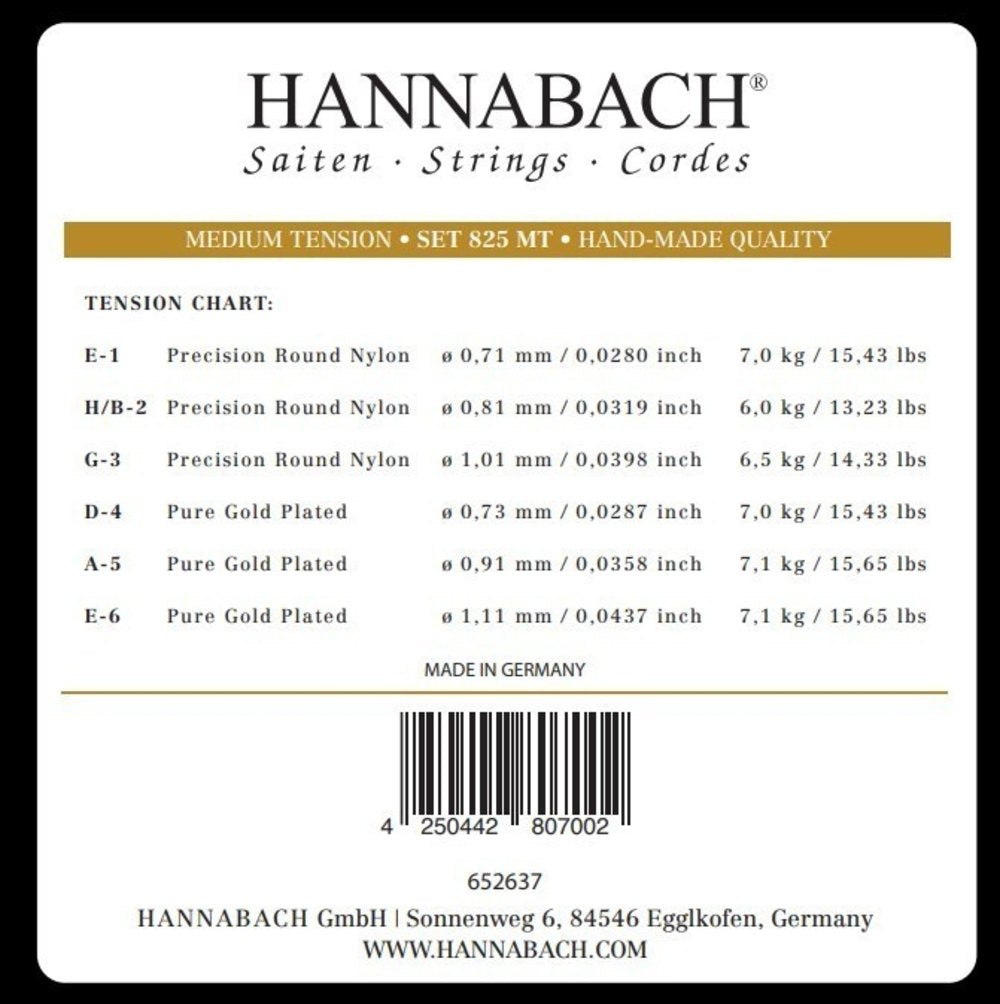Hannabach Serie 825 Medium Tension - Klassisen kitaran kielet
