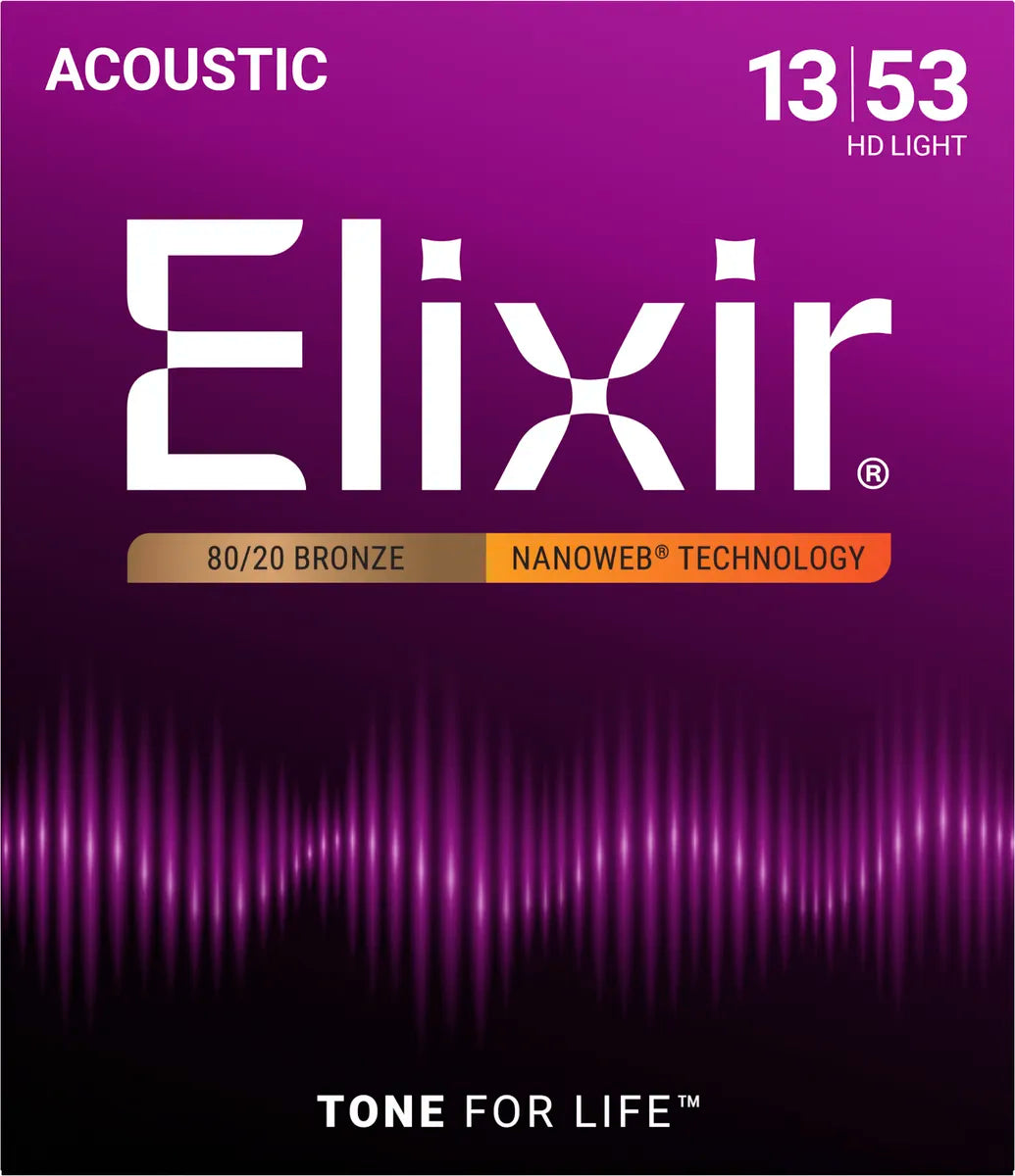 Elixir 11182 Nanoweb 80/20 Bronze HD Light (13-53) - Akustisen kitaran kielet