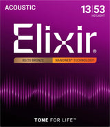 Elixir 11182 Nanoweb 80/20 Bronze HD Light (13-53) - Akustisen kitaran kielet