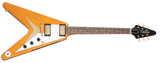 Epiphone 1958 Korina Flying V White Pickguard Aged Natural sähkökitara kotelolla