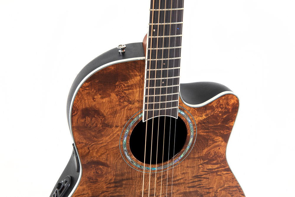 Elektro-akustinen kitara Celebrity Standard Plus Mid Cutaway Nutmeg Burled Maple