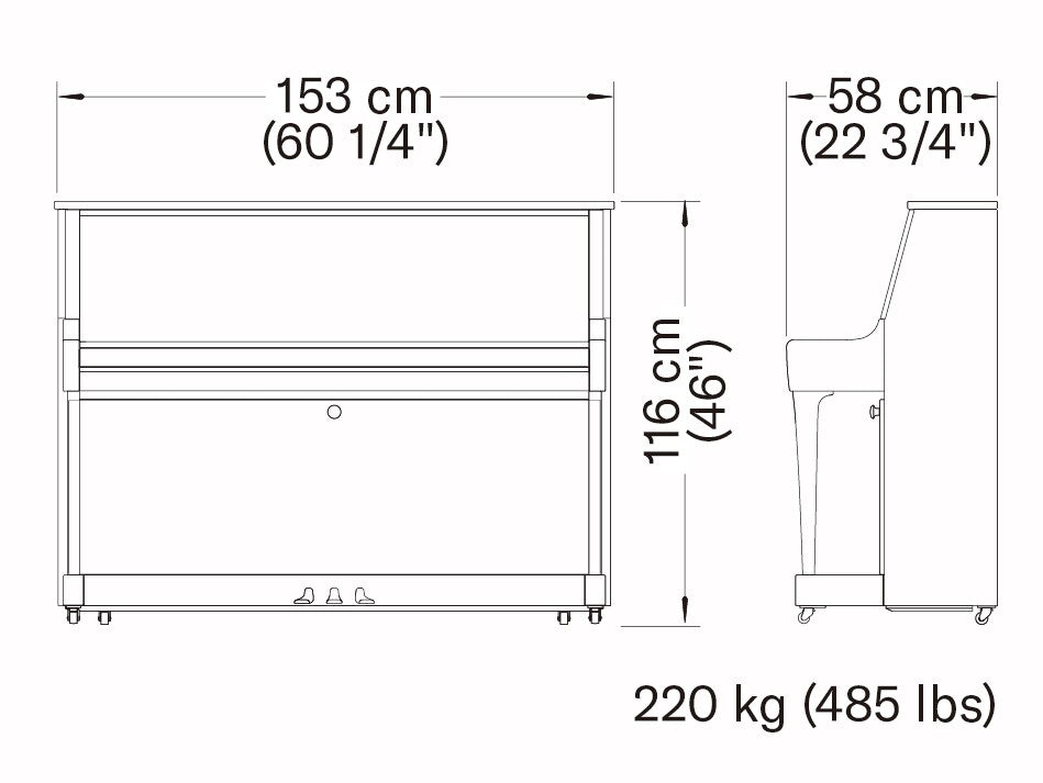 B20 akustinen piano, musta kiiltävä